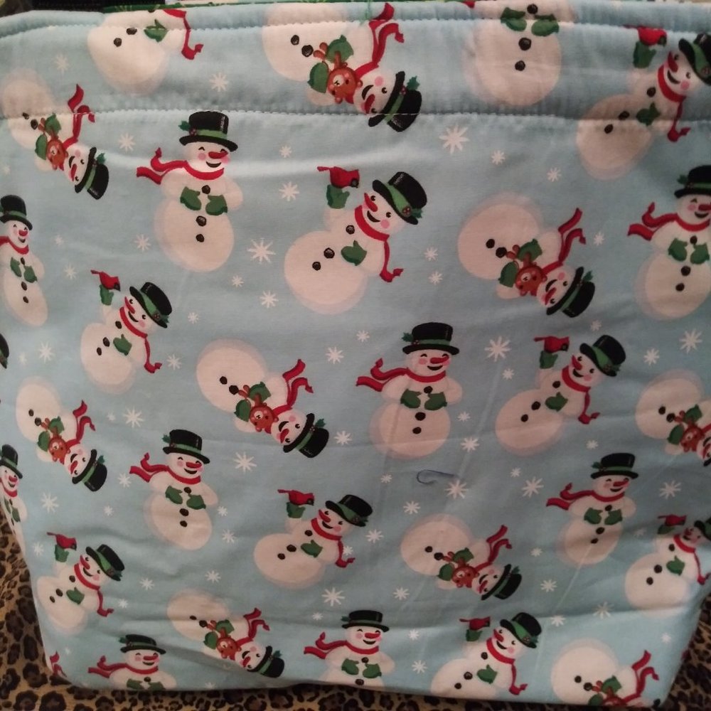 2449 Jeaniemade Scrapbags Snowman Theme Shoulder Tote Bag - Picture 5 of 5